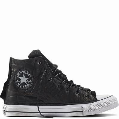 Converse Chuck Taylor All Star Crocco Fur High Tops Womens - Black/White/Black Shoes (368VRIXK)